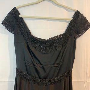 Black beaded satin gown